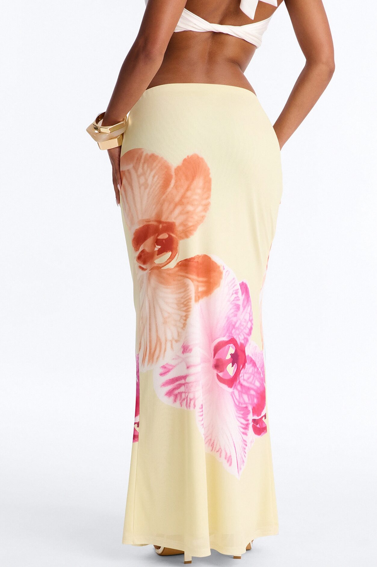 Isla Floral Mesh Maxi Skirt - Yellow/combo