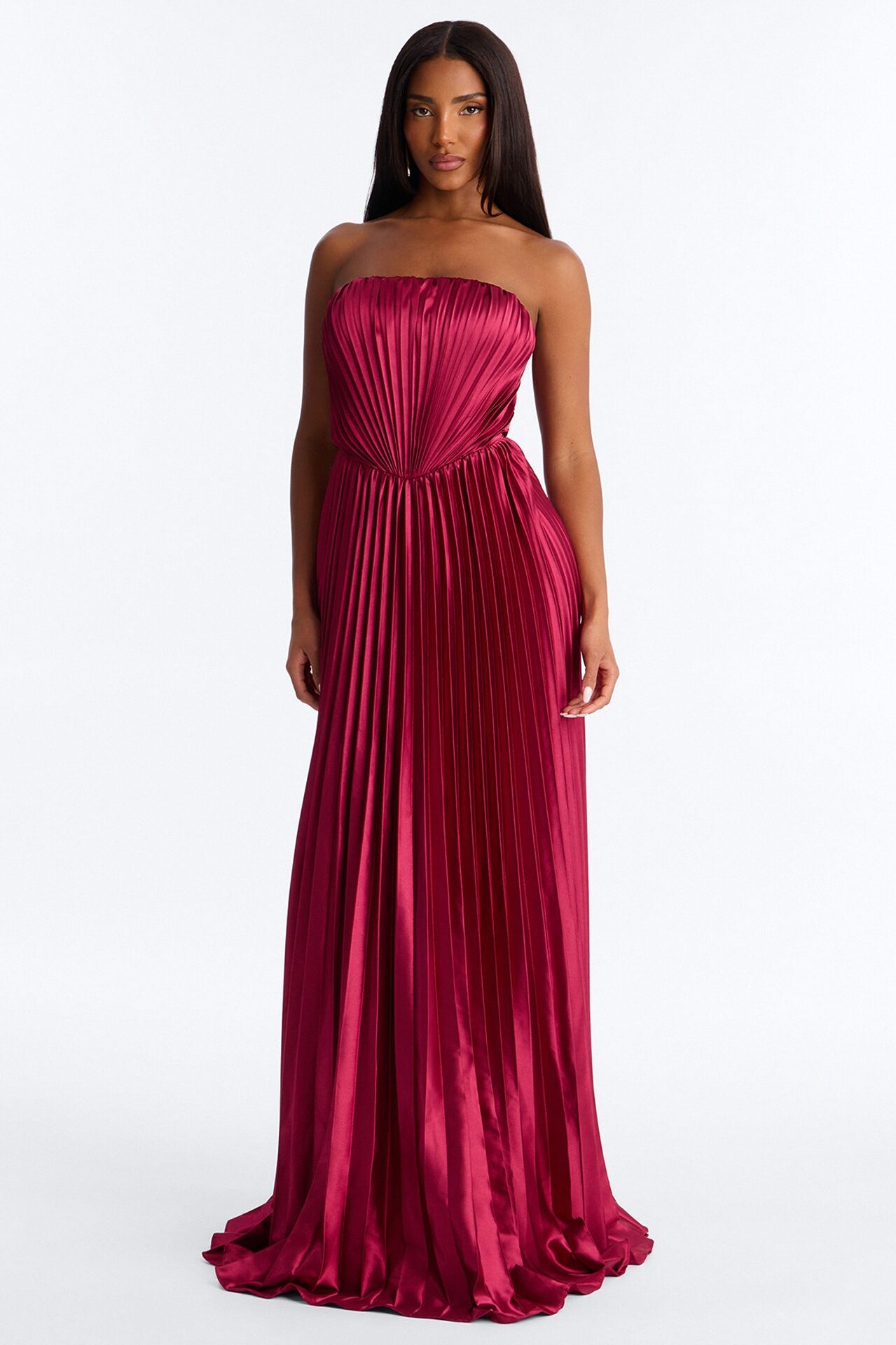 The Royal Babe Pleated Gown - Marsala
