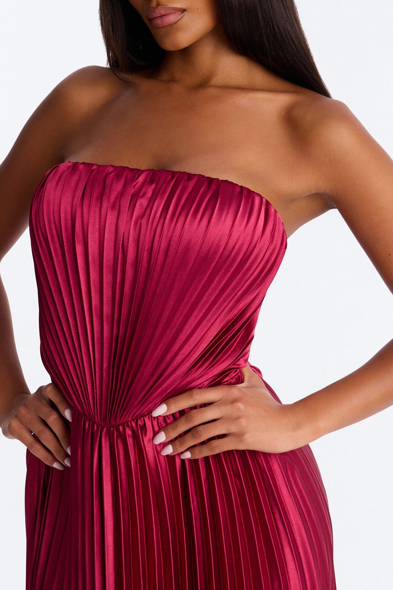 The Royal Babe Pleated Gown - Marsala