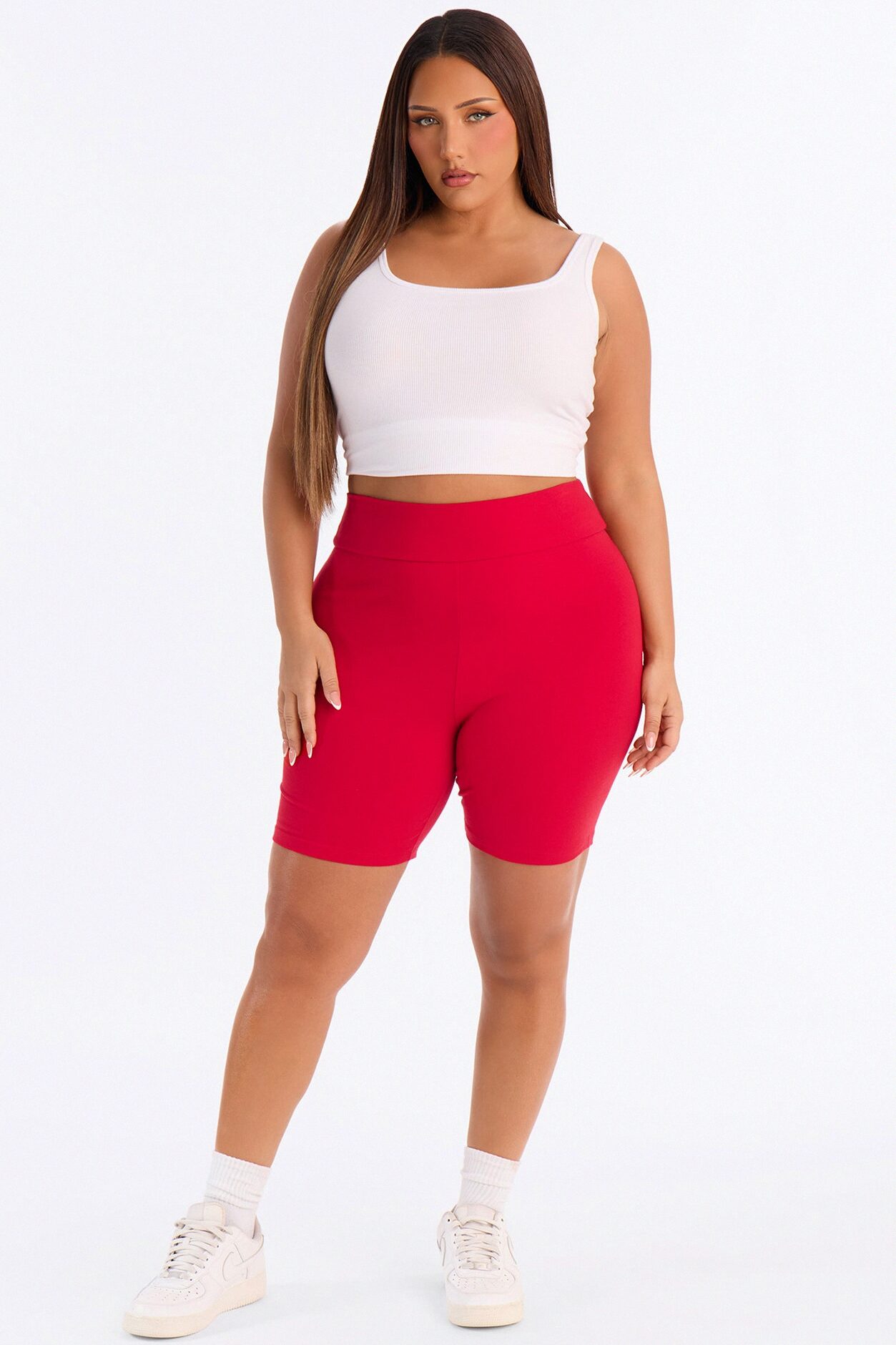 Quinn High Rise Everyday Cotton Biker Short 7″ - Red