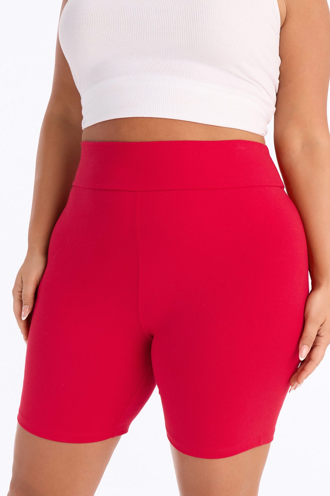 Quinn High Rise Everyday Cotton Biker Short 7″ - Red