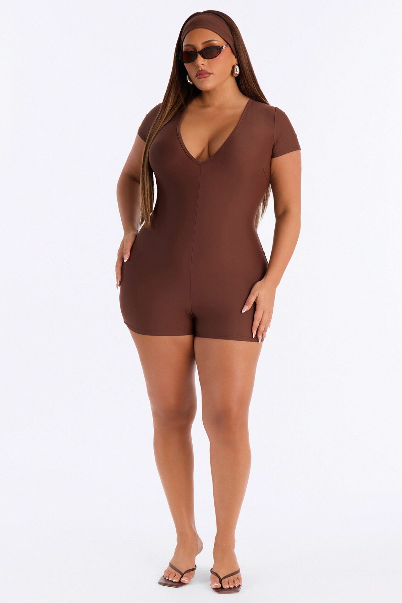 I Know I Look Good Short Sleeve 2 Piece Romper - Chocolate