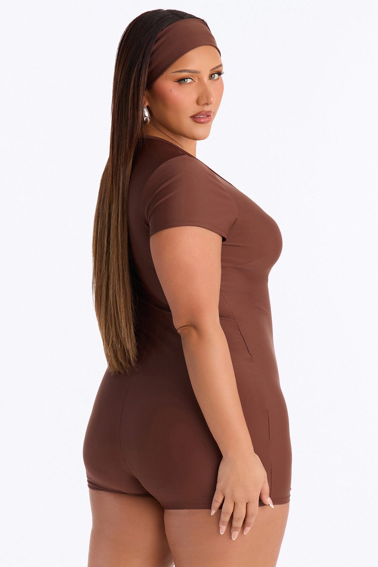 I Know I Look Good Short Sleeve 2 Piece Romper - Chocolate