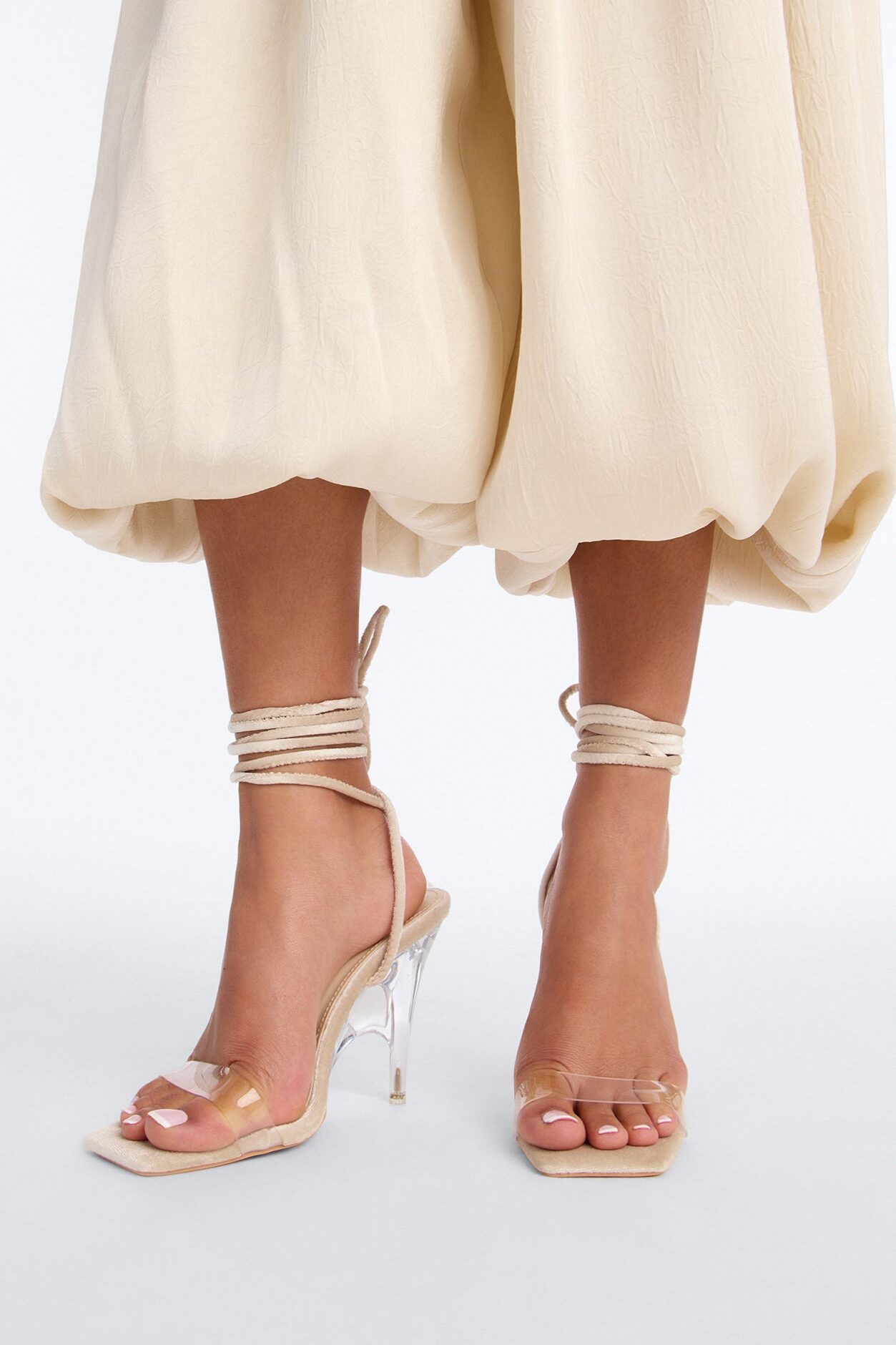 Vani Wrap Up Heels - Off White