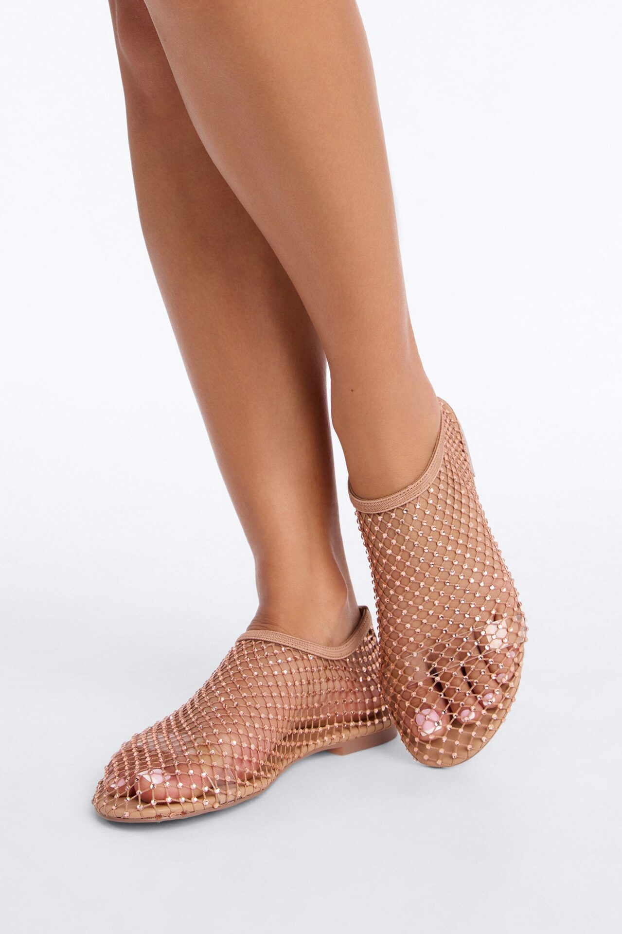 Steve Madden Minor Rhinestone Mesh Flats - Blush