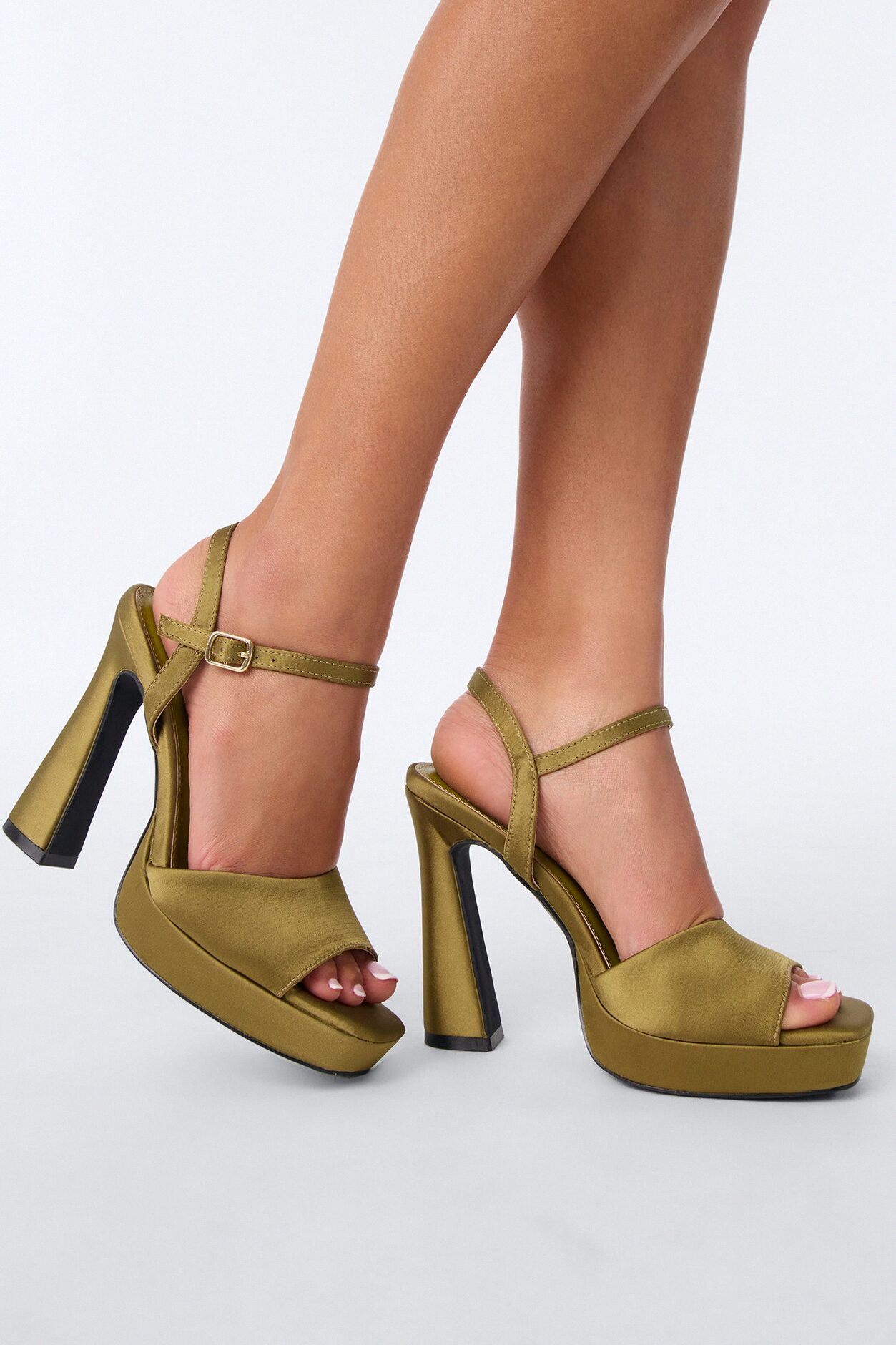 Landra Suede Platform Heels - Green
