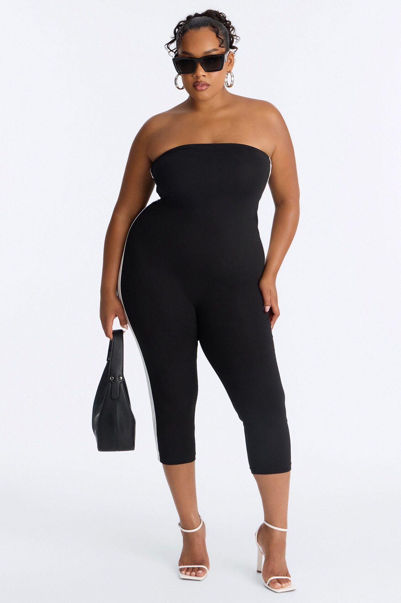 Sporty And Nice Strapless Romper - Black