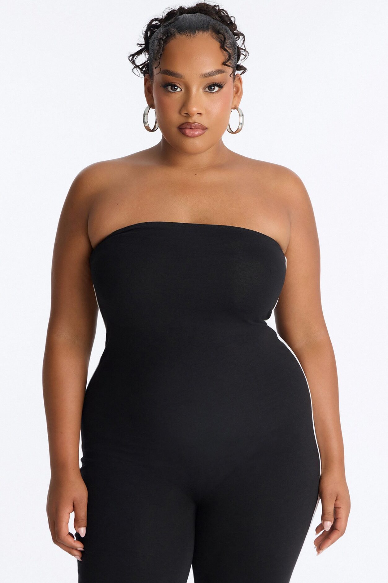 Sporty And Nice Strapless Romper - Black