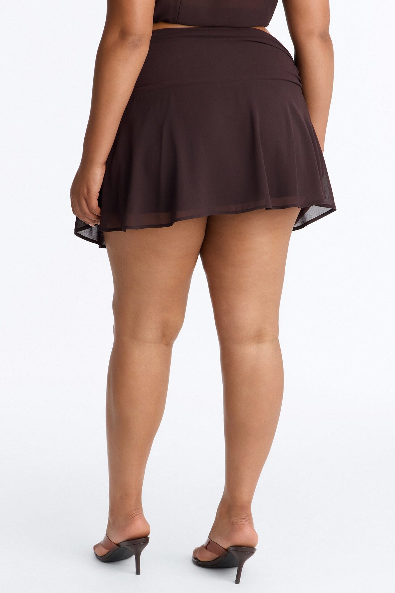 Remi Chiffon Ruched Mini Skirt - Chocolate