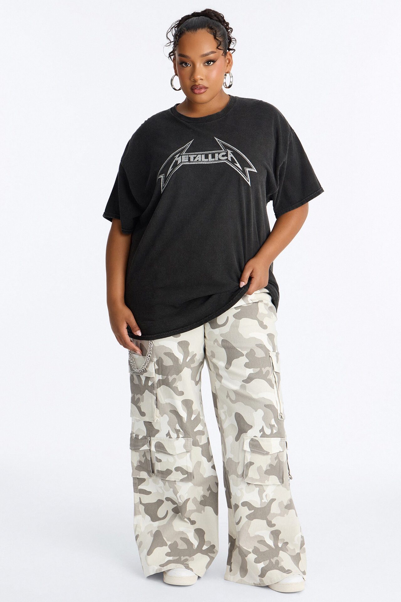 Metallica Glitter Oversized Tee - Black