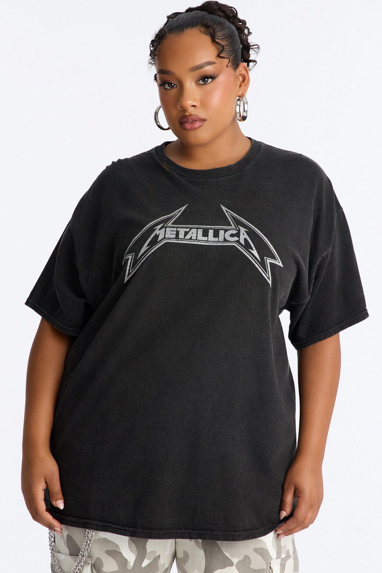 Metallica Glitter Oversized Tee - Black