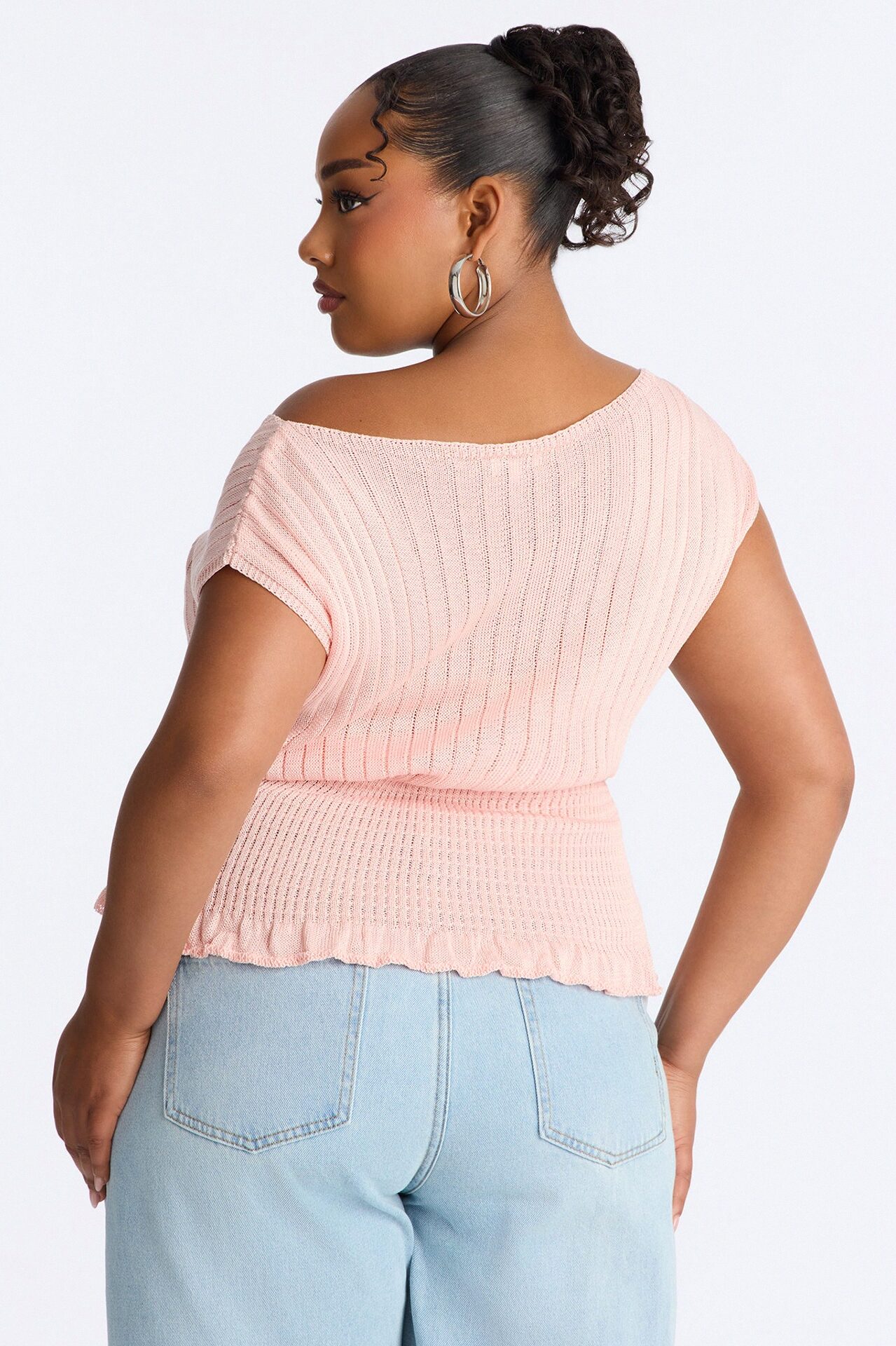 Ready For Fun Ruffle Trim Sweater Top - Blush