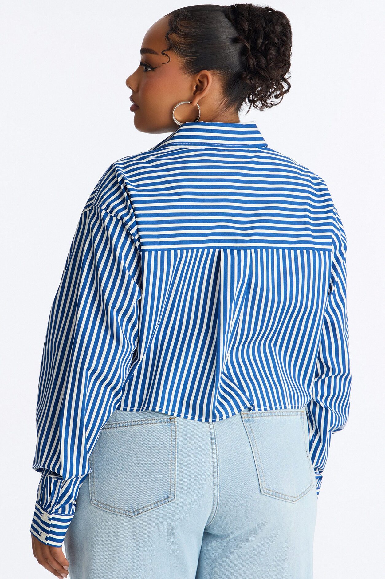 Beachside Babe Long Sleeve Striped Shirt - Blue/combo