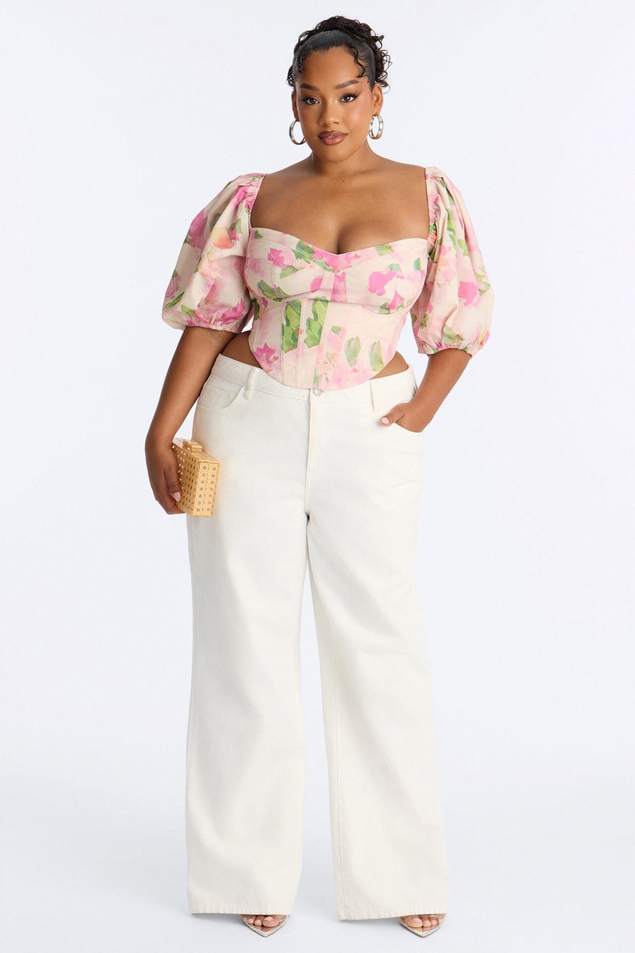 Watercolor Corset Top - Pink/combo