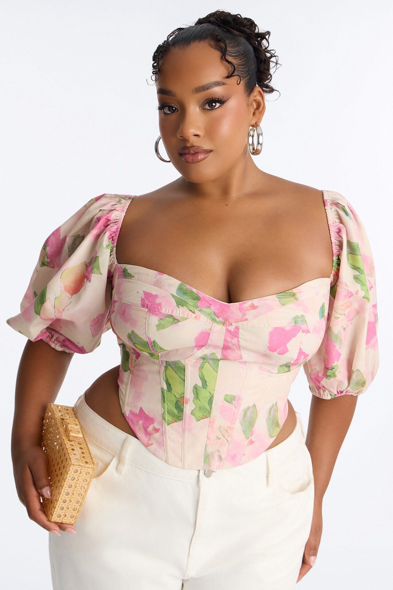 Watercolor Corset Top - Pink/combo