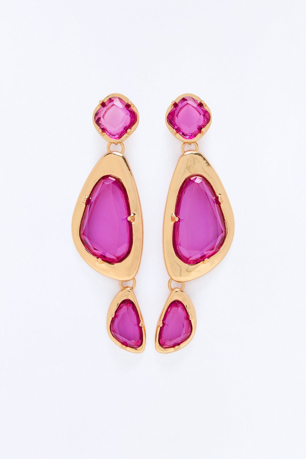 Blue Iris Drop Earrings - Gold/Pink