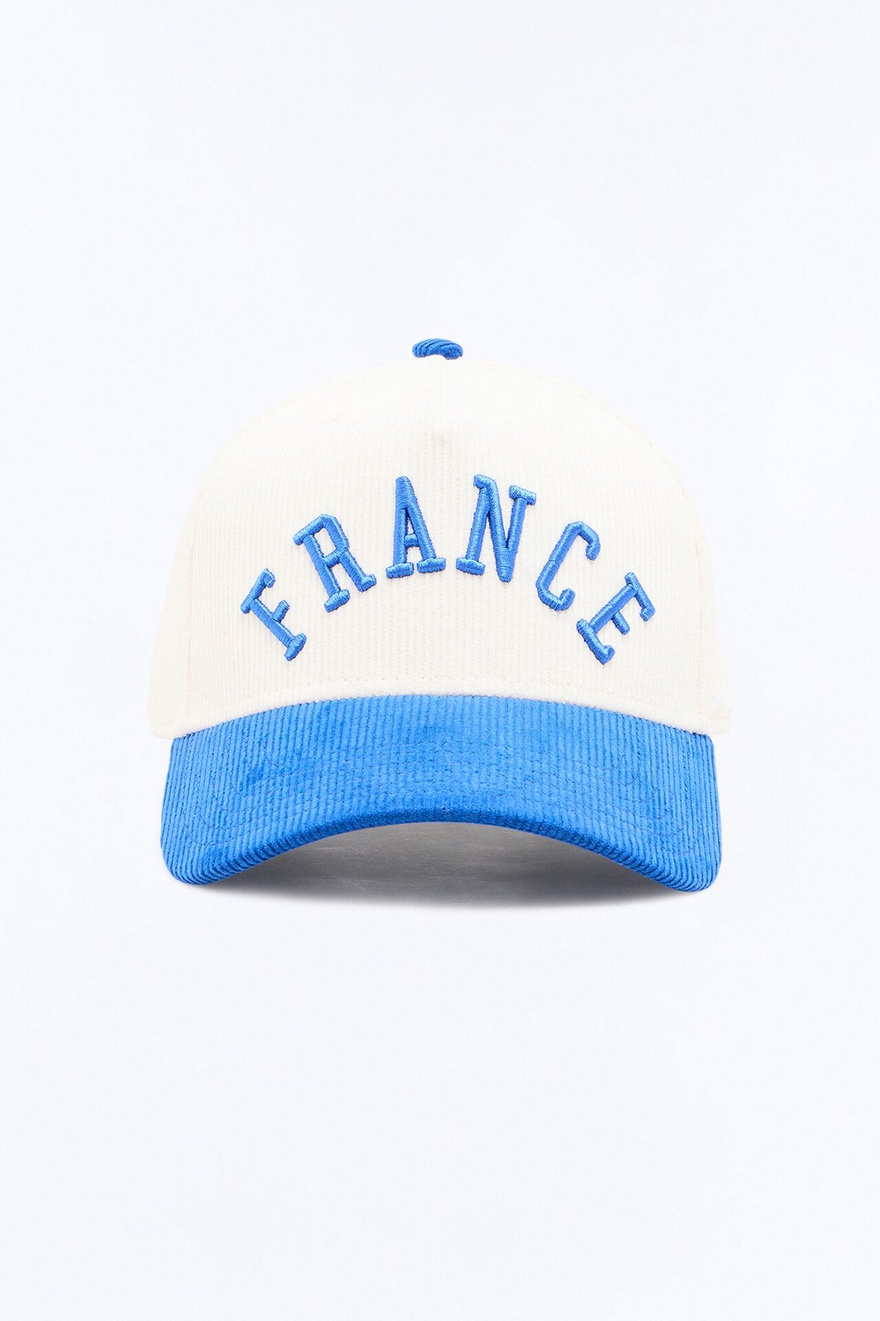 France Corduroy Baseball Hat - White/combo
