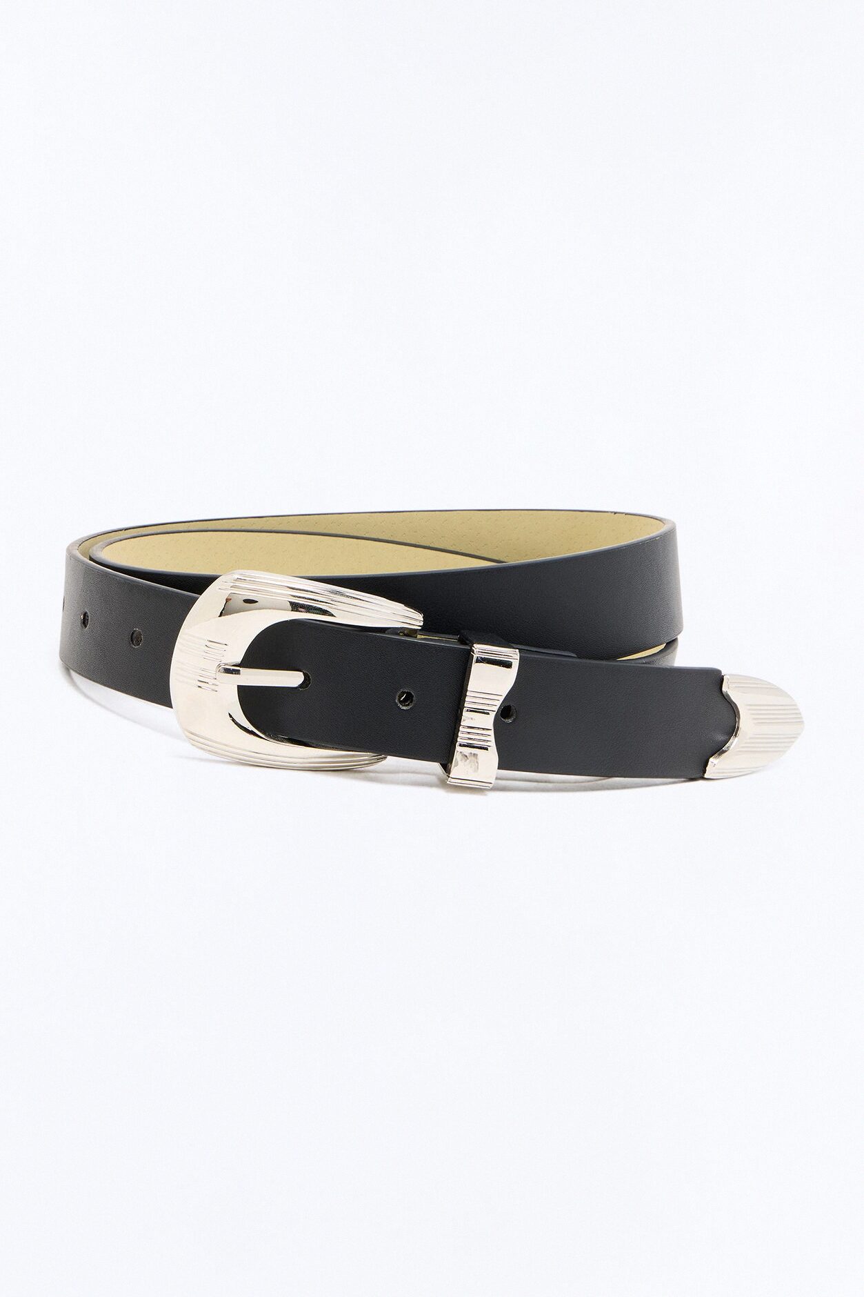 Vintage Western Faux Leather Belt - Black