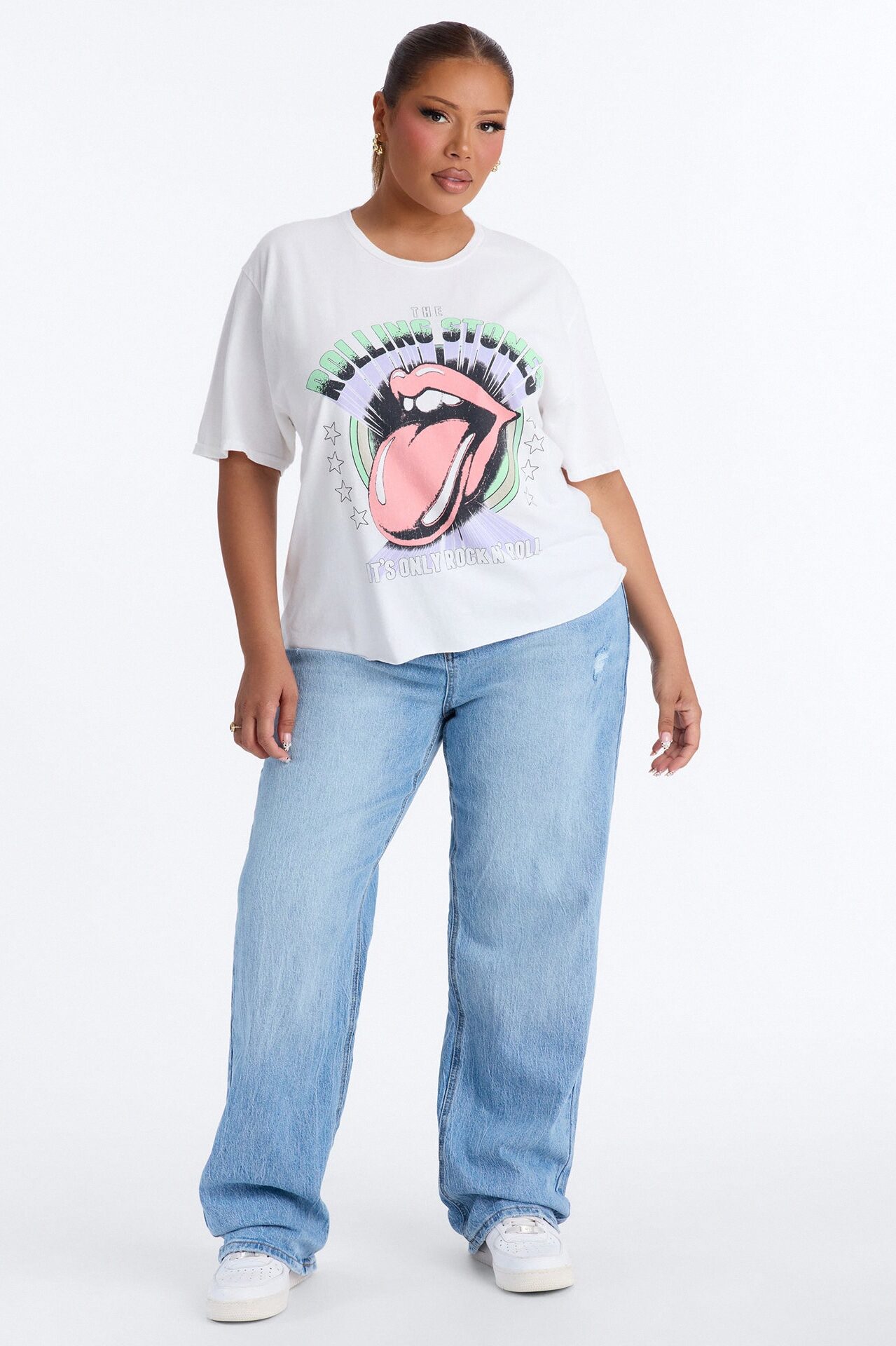 Only Rock N' Rolling Stones Washed Tee - White