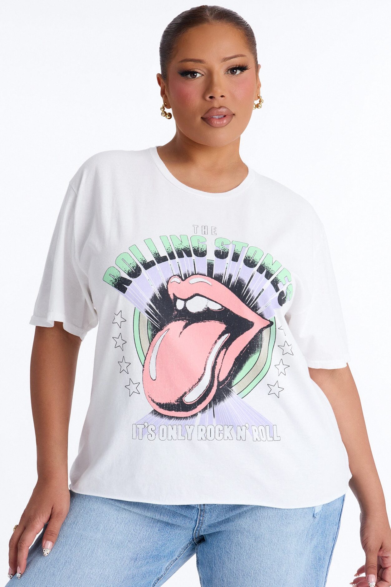 Only Rock N' Rolling Stones Washed Tee - White