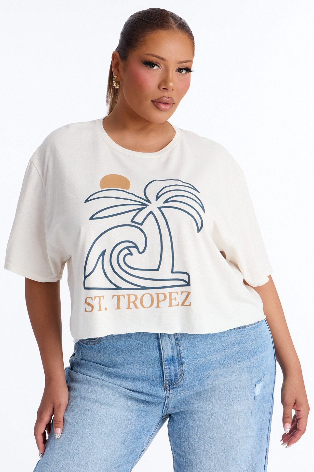 St. Tropez Cropped Baby T-Shirt - Off White