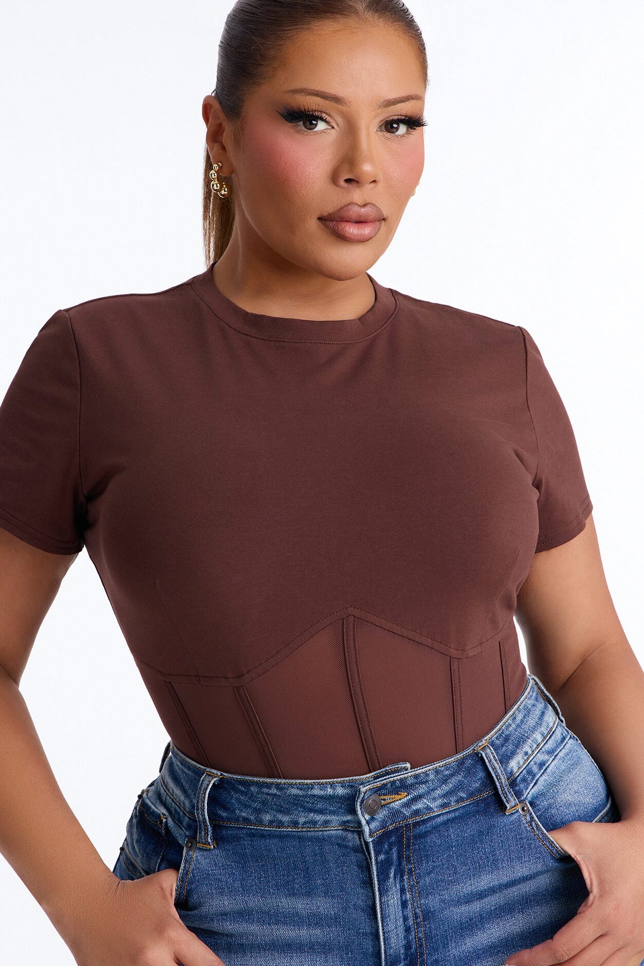 Keep That Energy Bodysuit - Brown