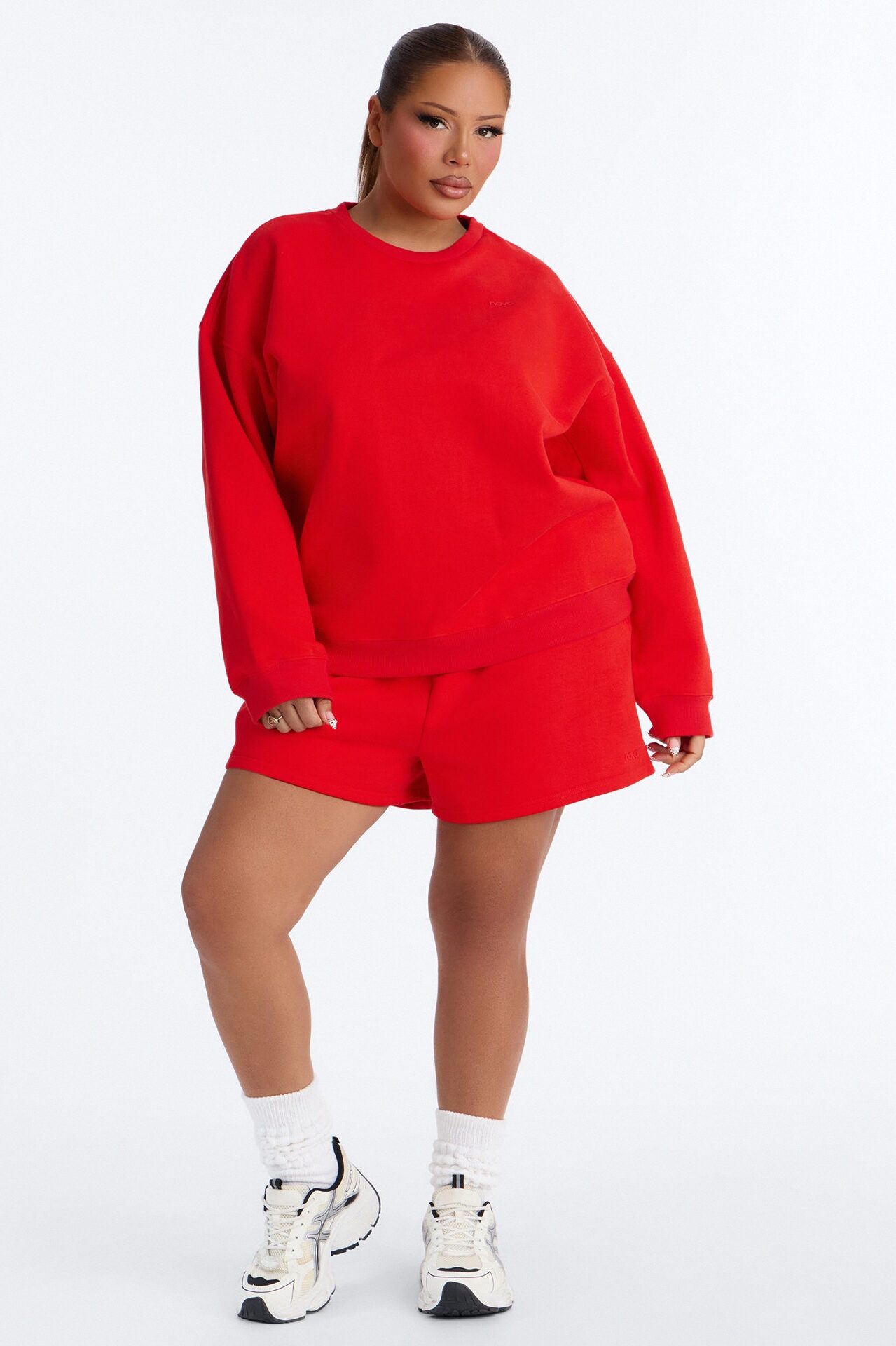 Libby Crew Neck Fleece Sweatshirt - Red