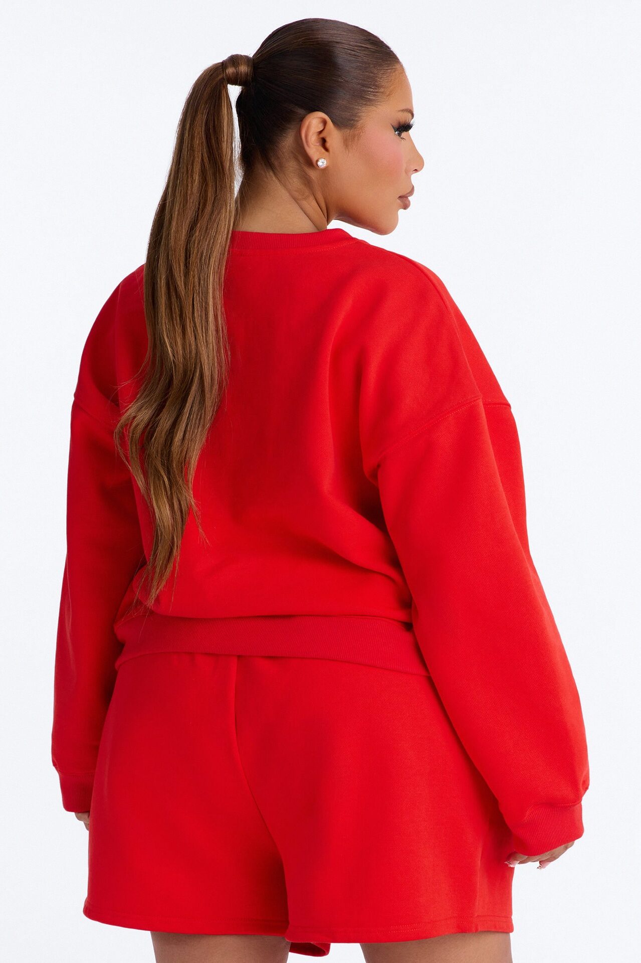 Libby Crew Neck Fleece Sweatshirt - Red