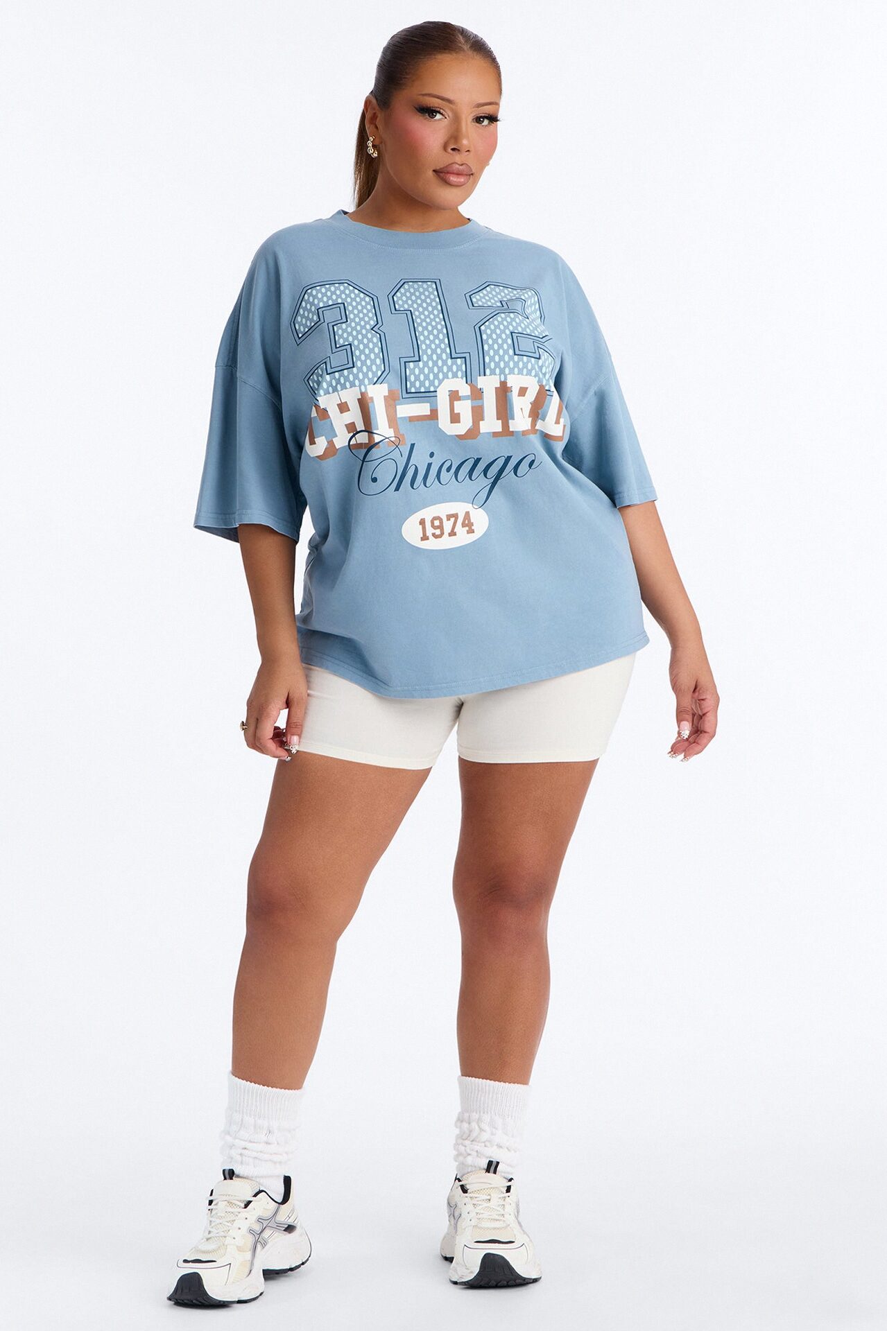 Chi-Girl 312' Washed T-Shirt - Light Blue
