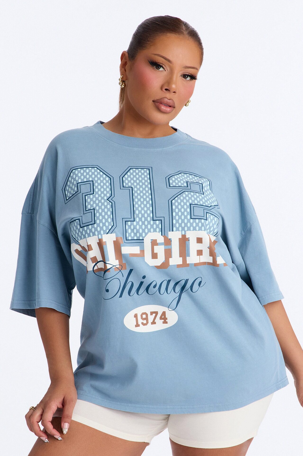 Chi-Girl 312' Washed T-Shirt - Light Blue