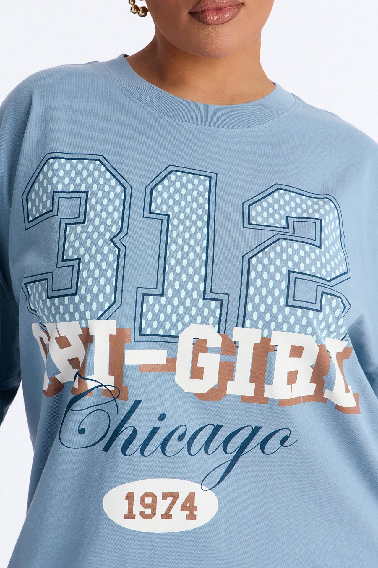 Chi-Girl 312' Washed T-Shirt - Light Blue