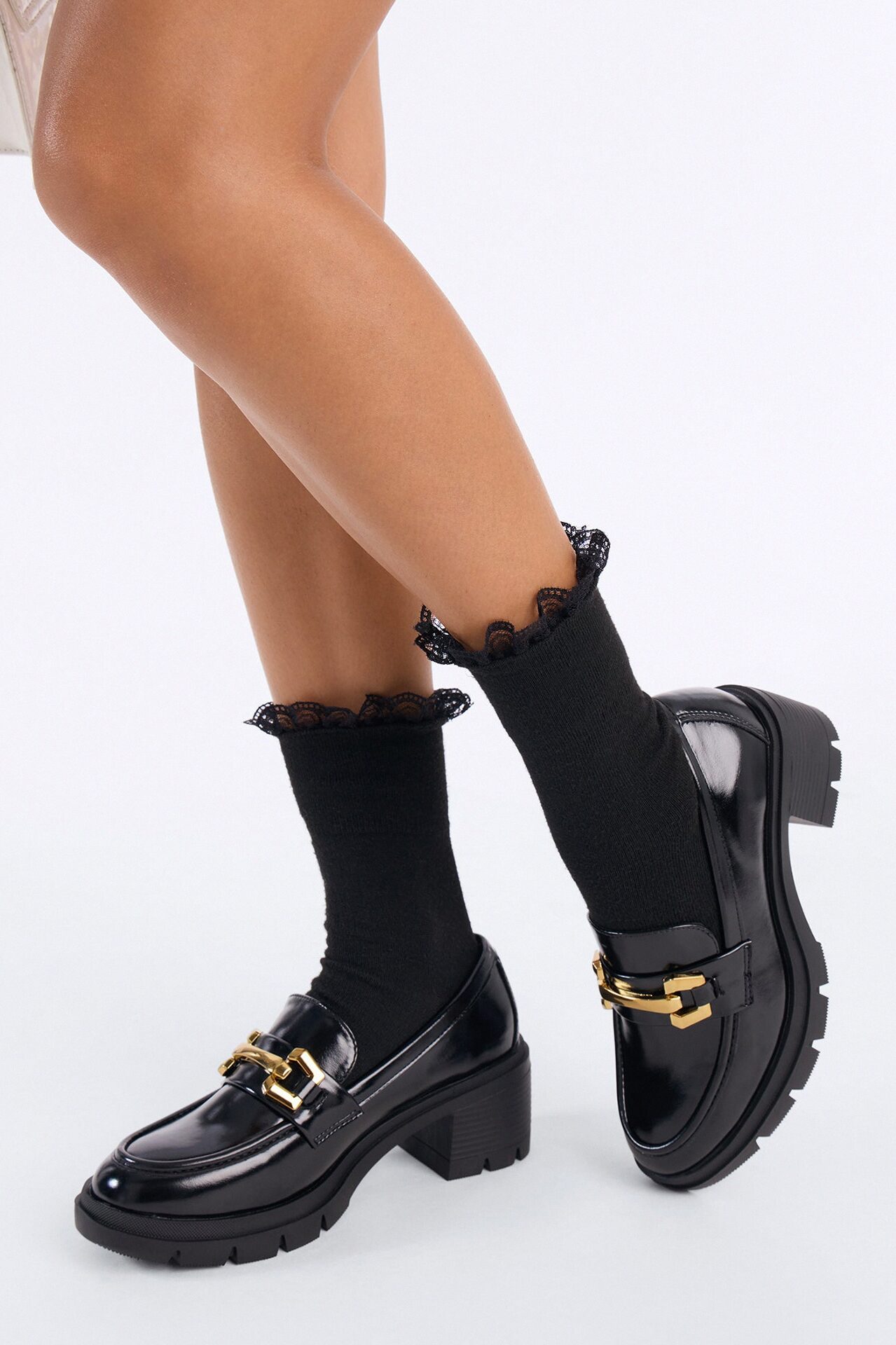 Preppy Hardware Patent Loafers - Black