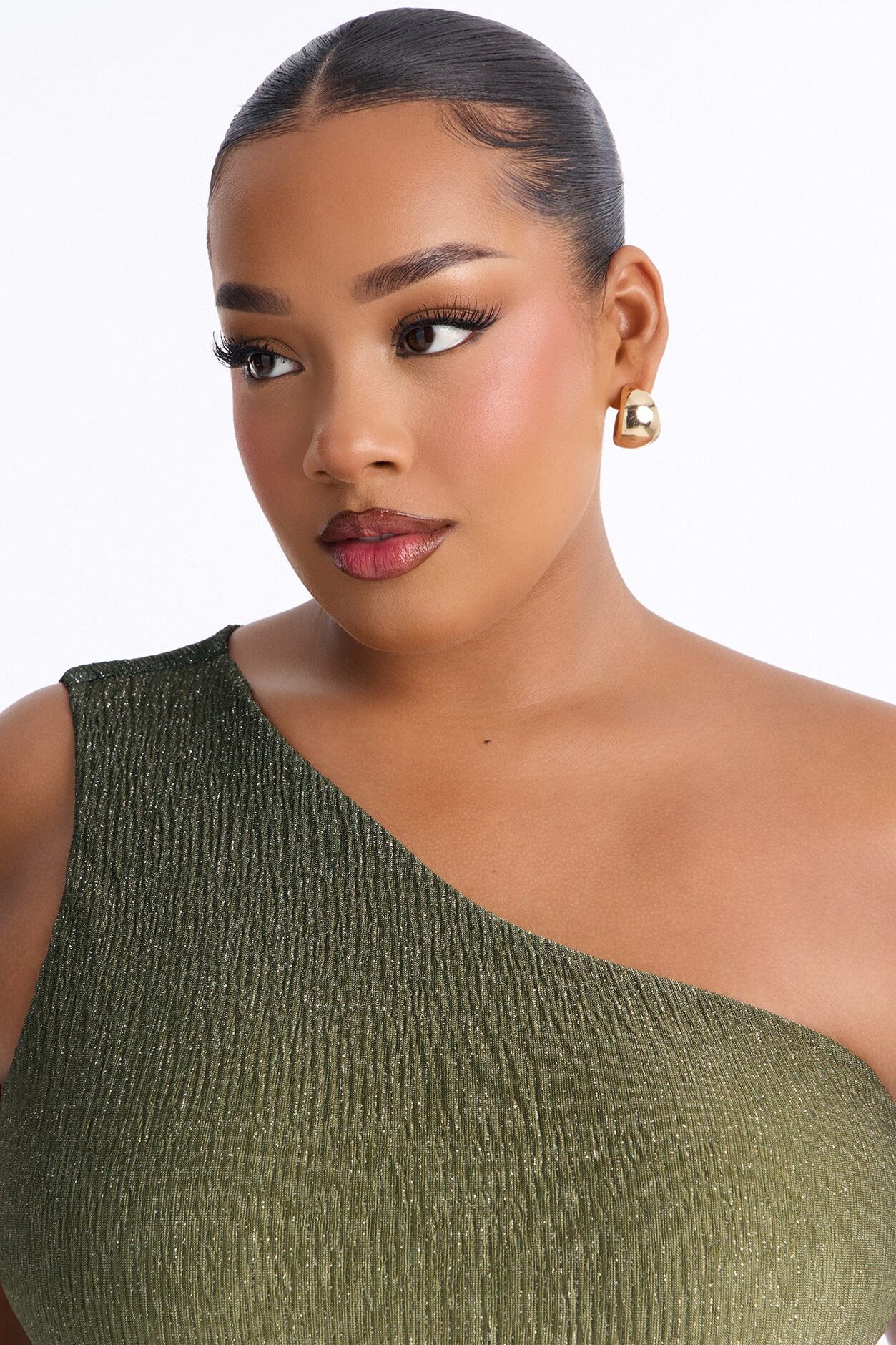 Olivia Ombre Metallic One Shoulder Bodysuit - Green/combo