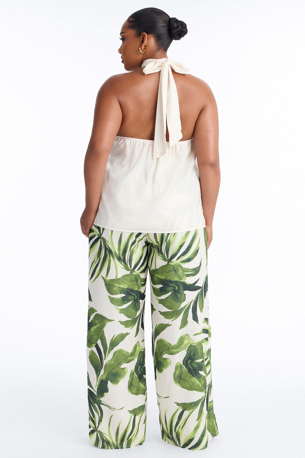 For The Moment Tropical Halter Pant Set - Green/combo