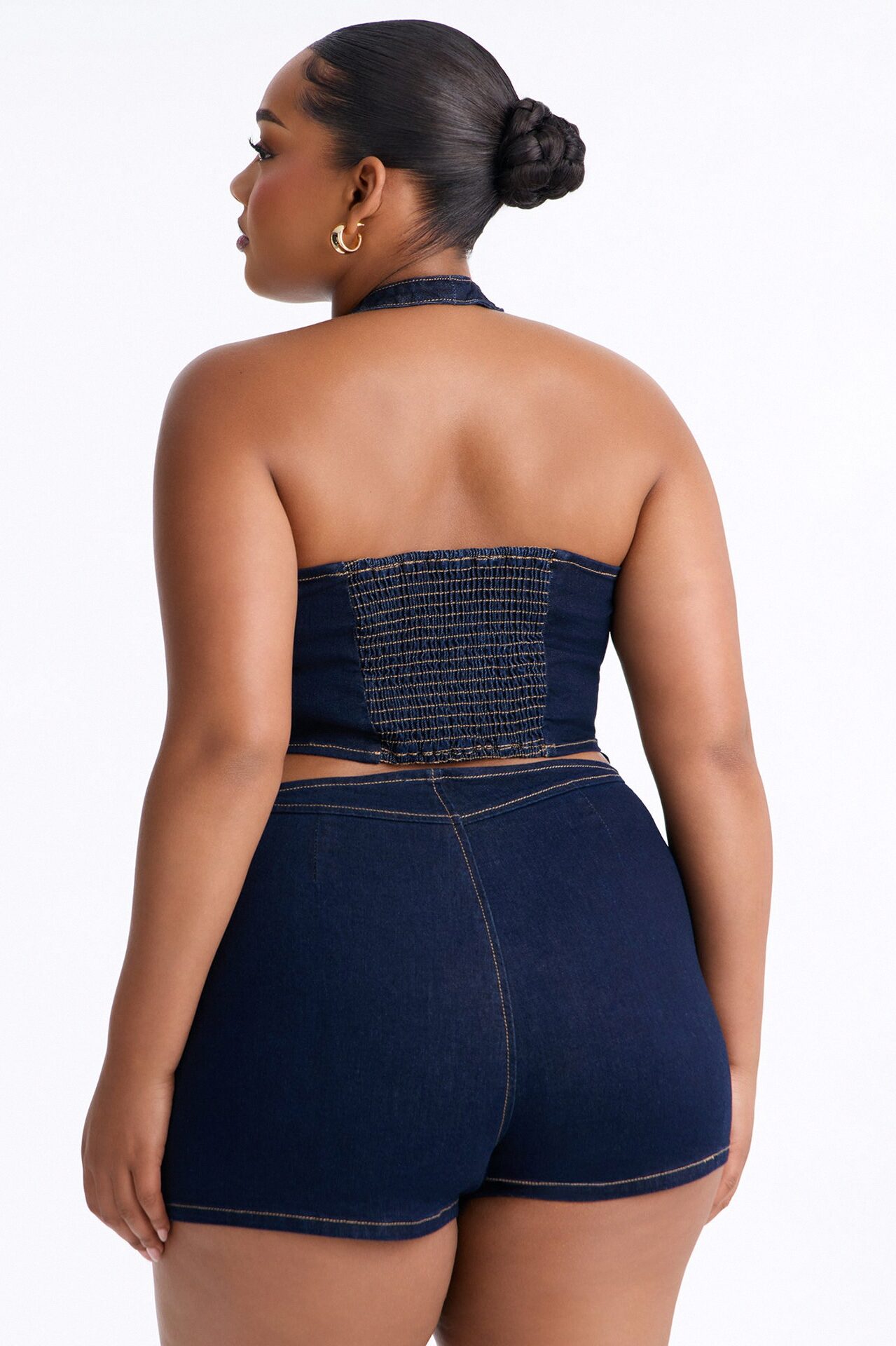 Cyndi Denim Halter Romper - Dark Wash
