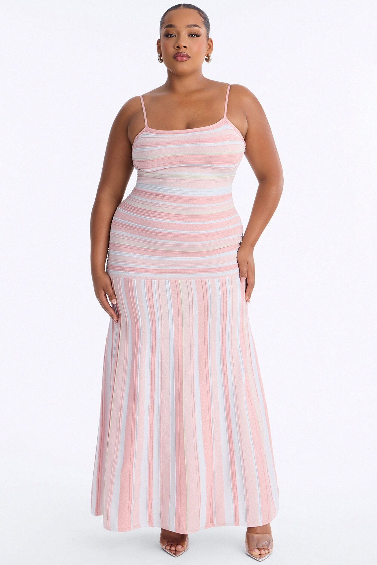 Sweet Daze Metallic Bandage Maxi Dress - Pink/combo