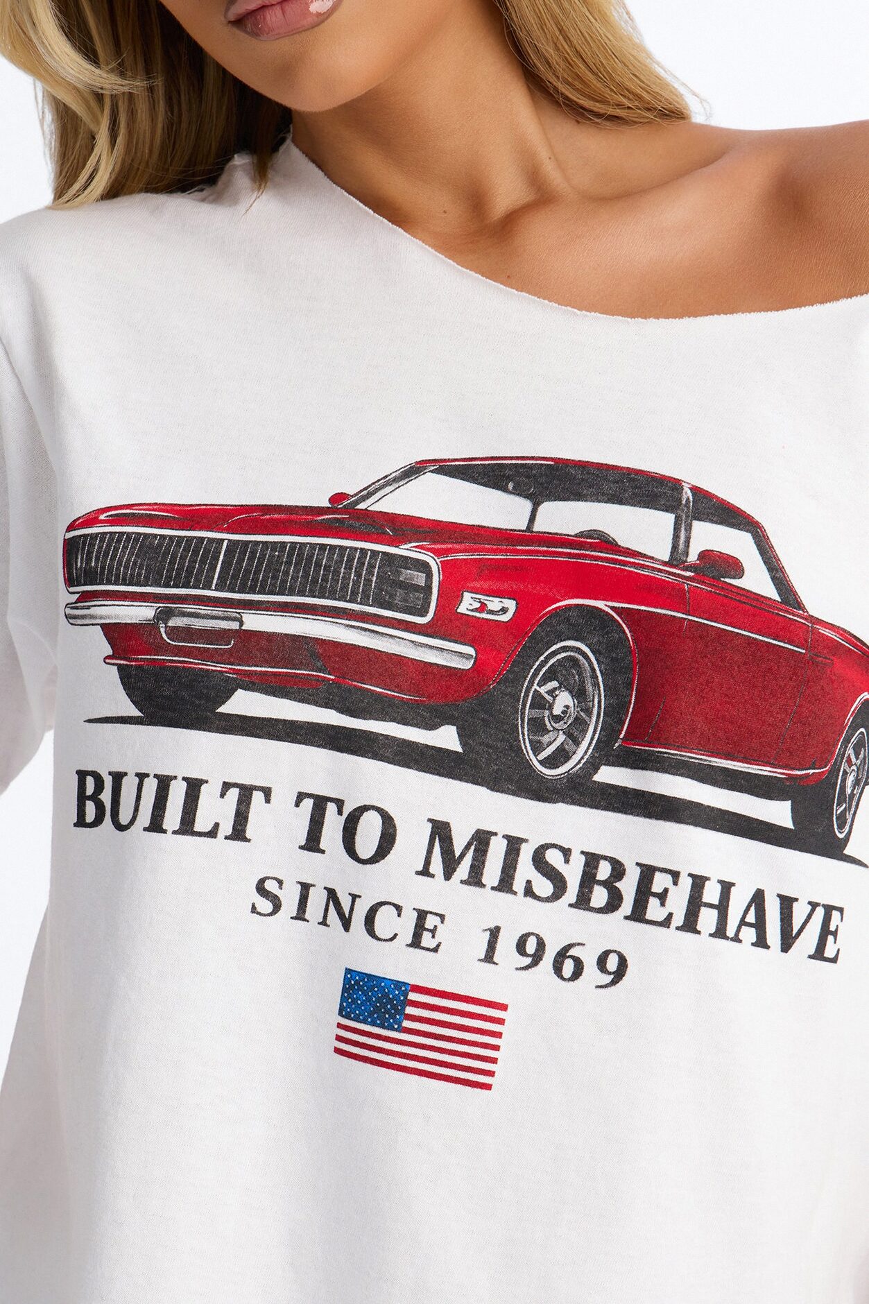 Built To Misbehave Off Shoulder Tee - White
