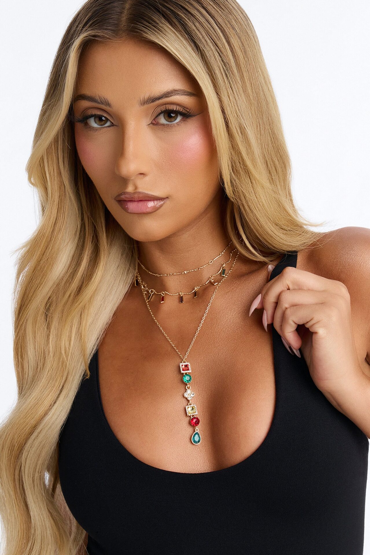 Let Them Fall Lariat Necklace - Gold/Multi