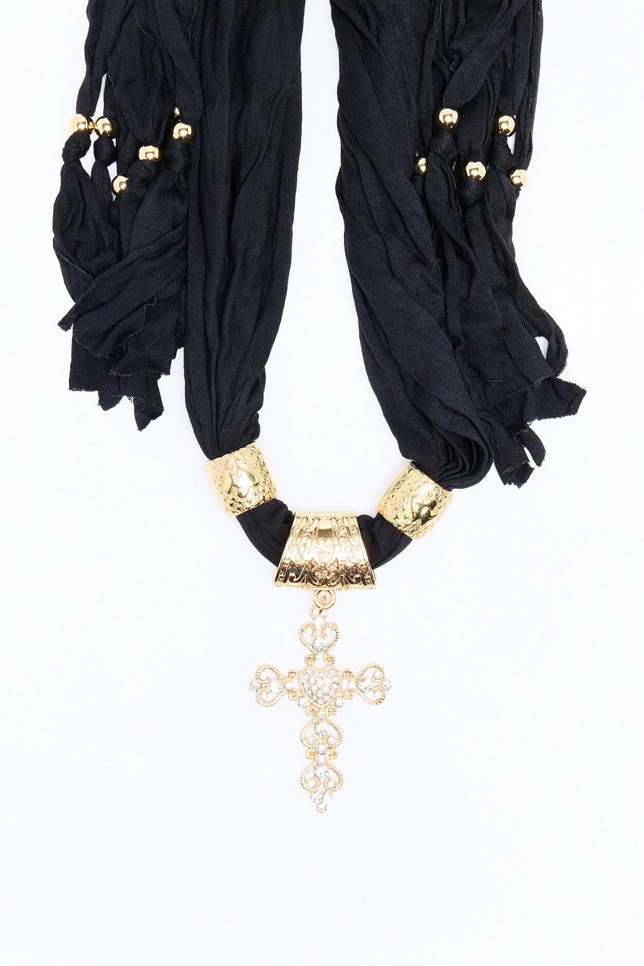 Sahara Scarf Necklace - Gold/Black