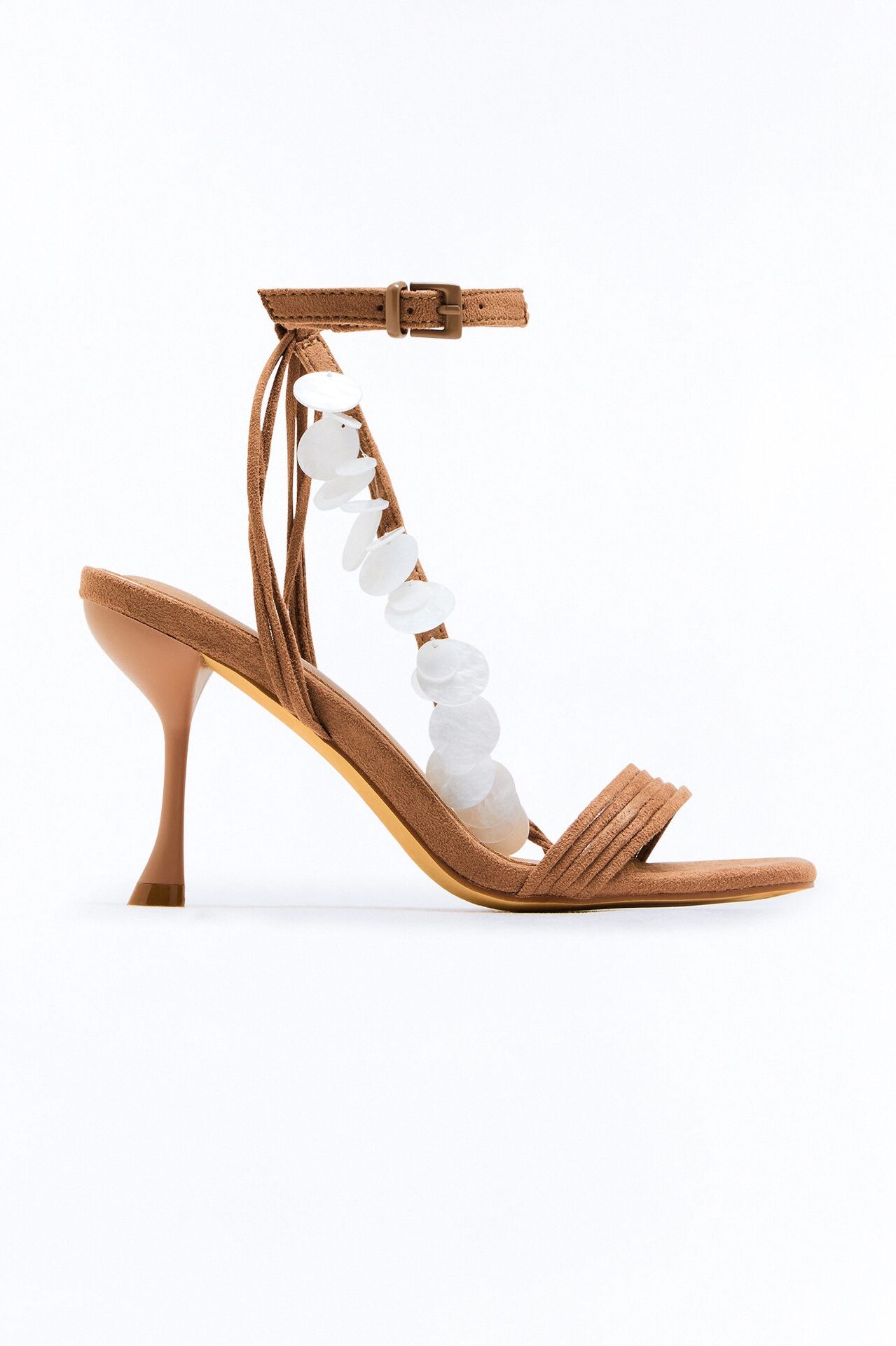 Jora Shell Ankle Strap Heels - Taupe