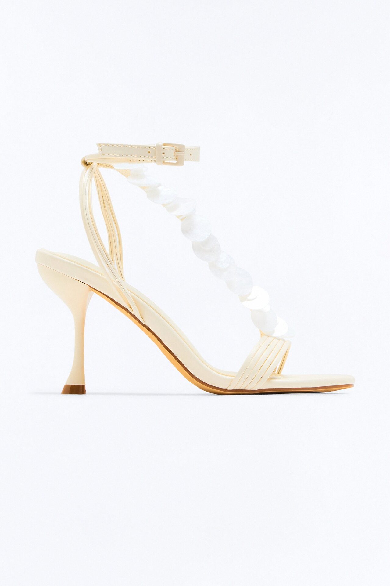 Jora Shell Ankle Strap Heels - Cream