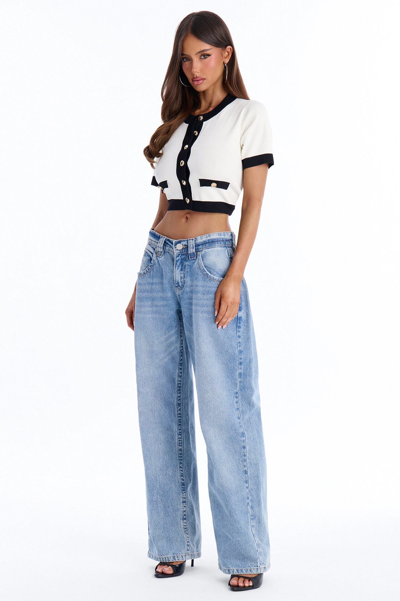 Alex Short Sleeve Cardigan - White/combo