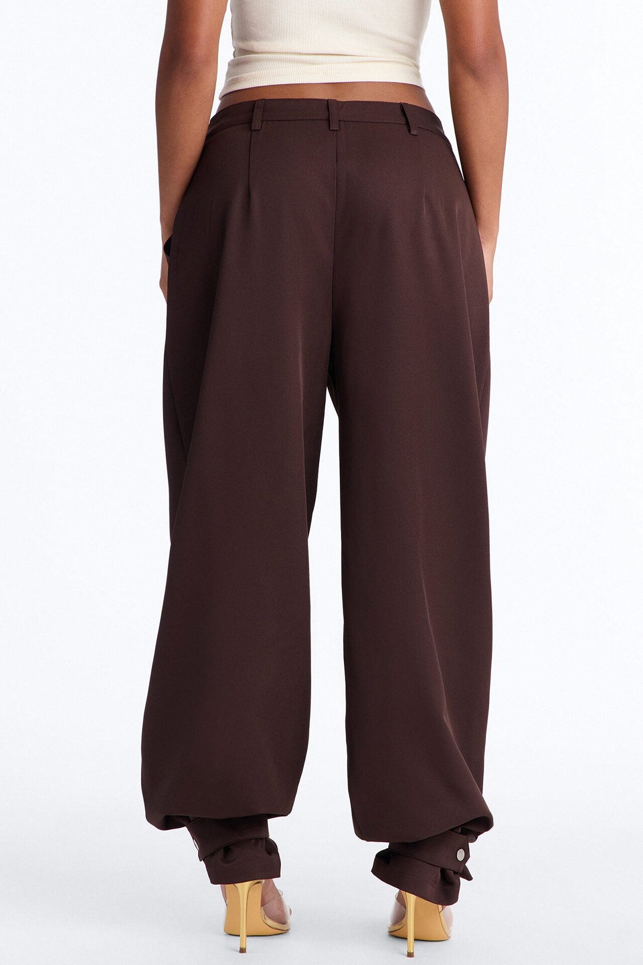 Never Settle Adjustable Cuff Trouser Pants - Chocolate