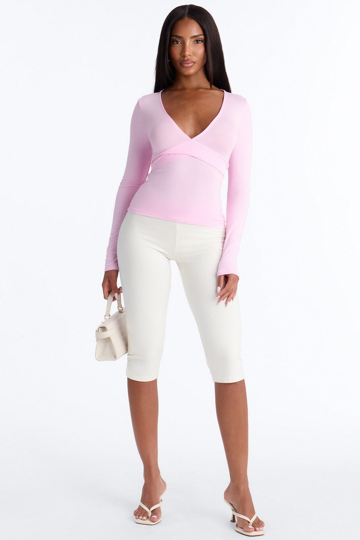 Jenni Back Tie Waist Long Sleeve Top - Pink