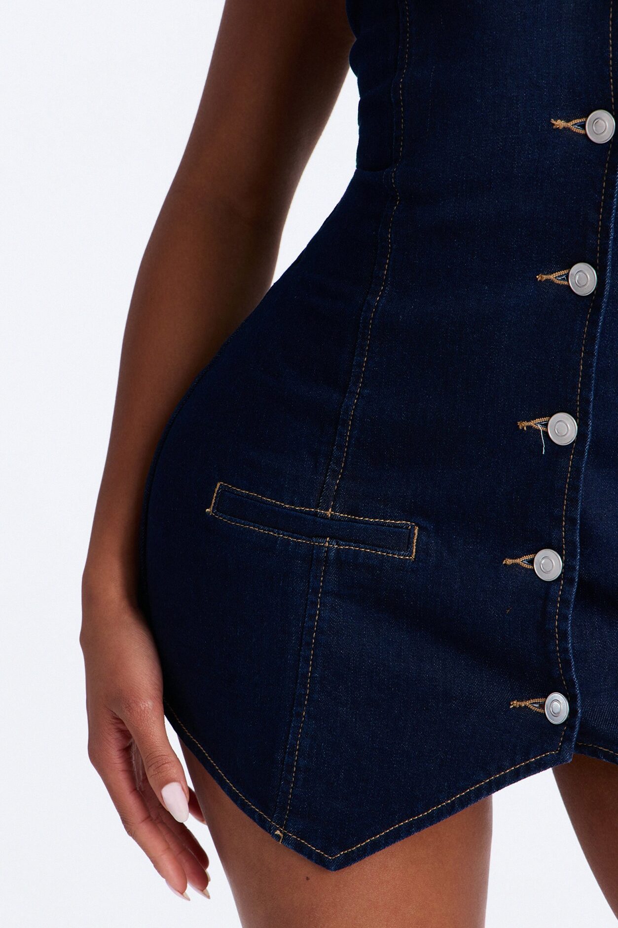 Cyndi Denim Halter Romper - Dark Wash