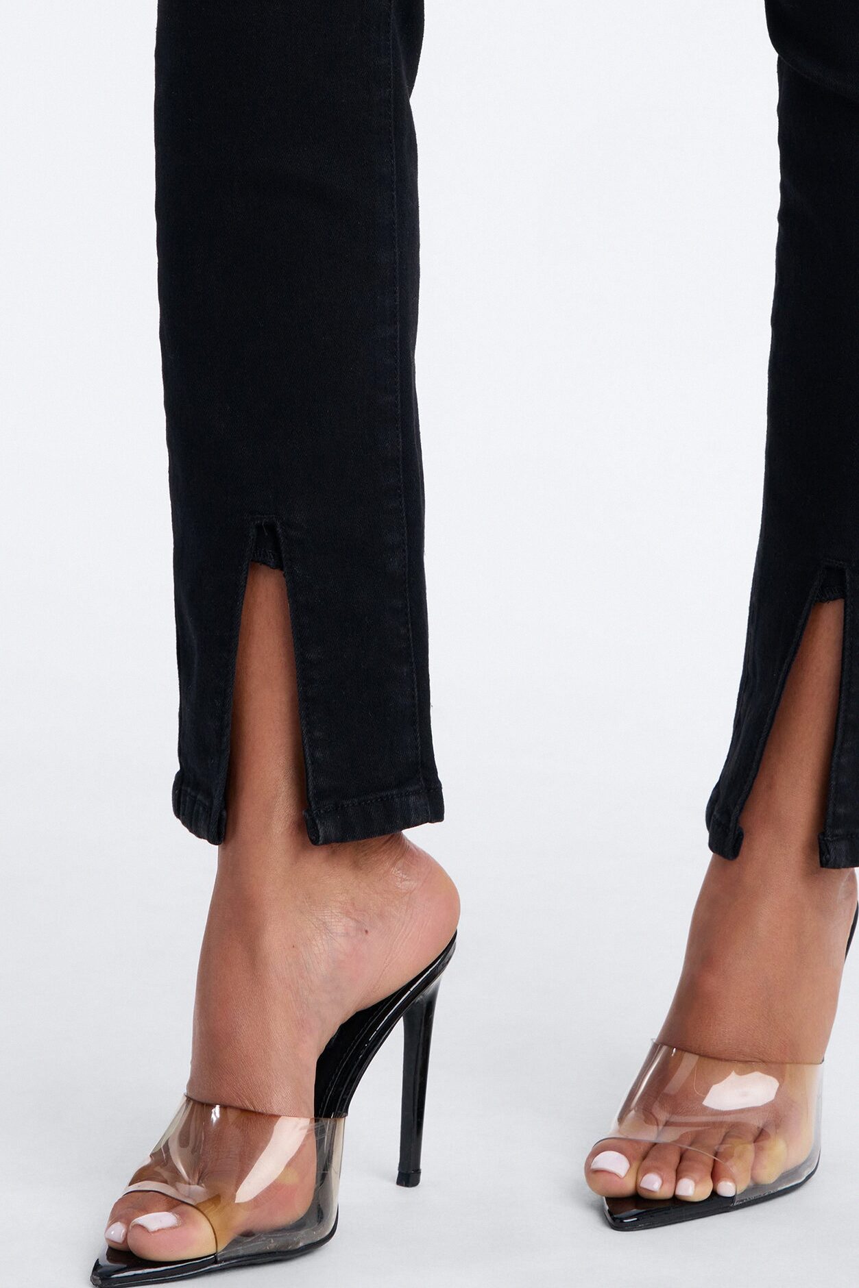 Maybe One Day Ripped Split Hem Skinny Jeans - Black