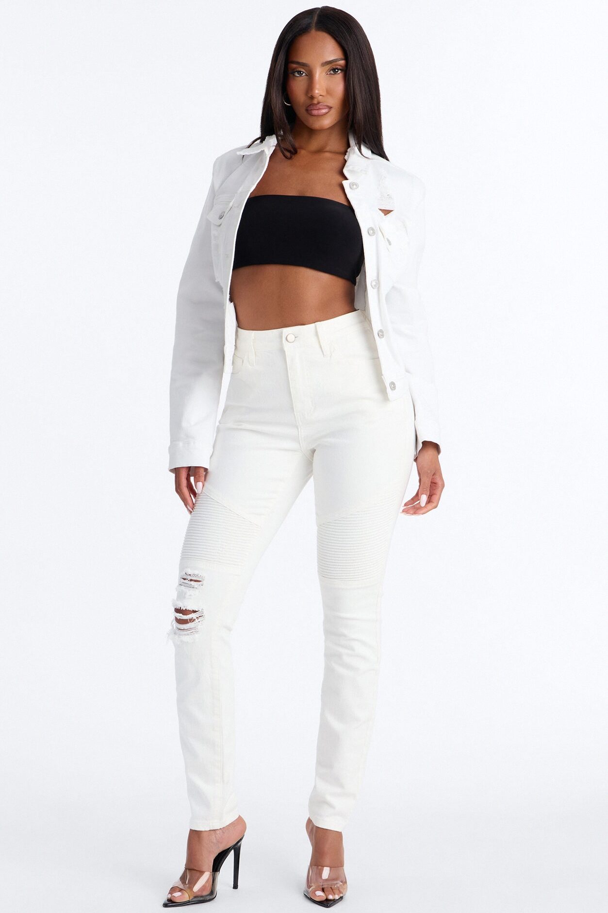 Let Her Ride Moto Skinny Jeans - White