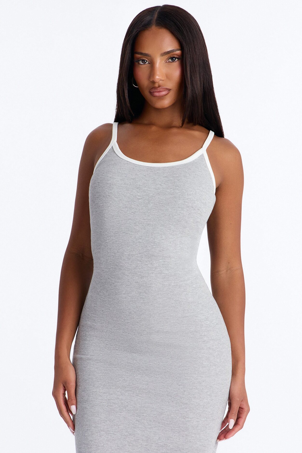 Lowkey Built In Bra Cami Midi Dress - Grey