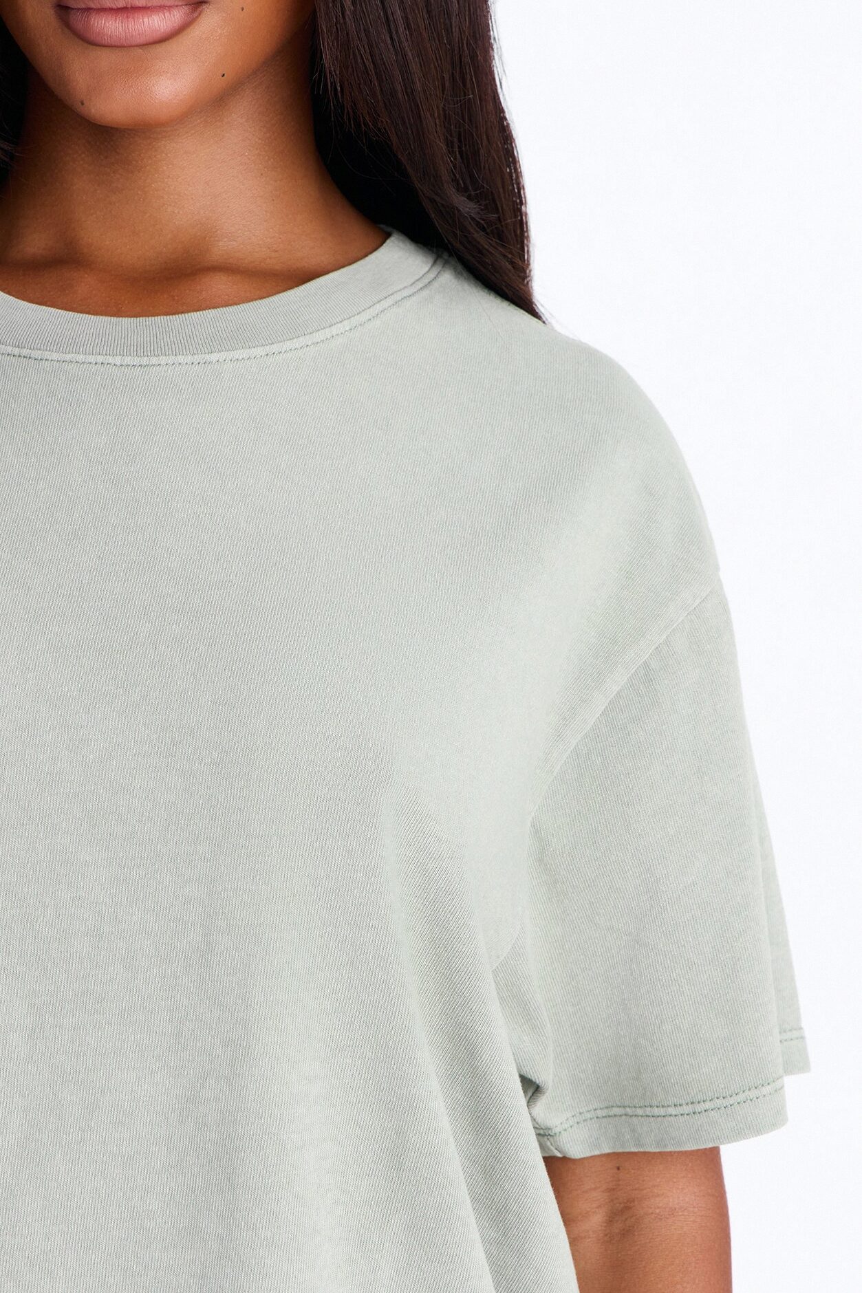 Billie Oversized Washed Crew Neck T-Shirt - Sage