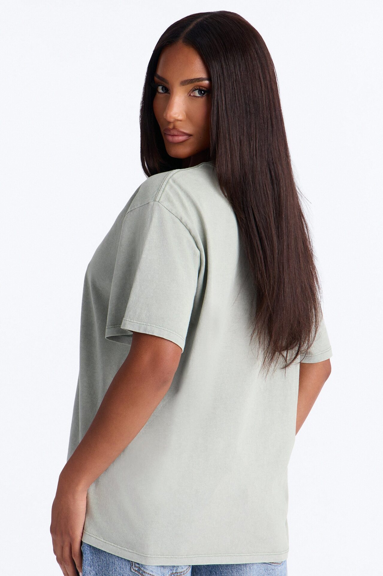 Billie Oversized Washed Crew Neck T-Shirt - Sage